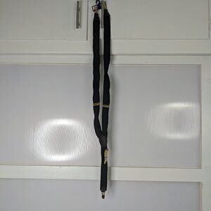 Vintage L'Aiglon Black Suspenders Elastic Gold Tone Hardware Deadstock New Flaws